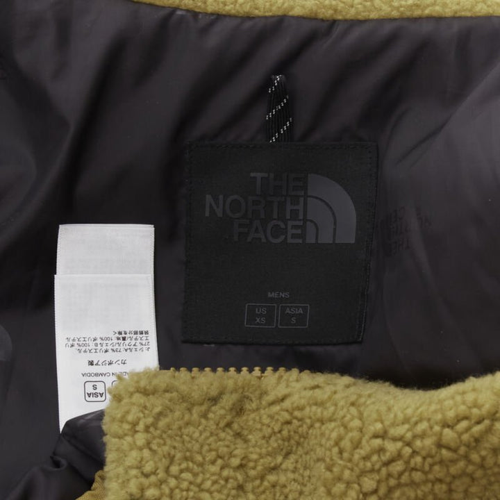 NORTH FACE tan brown fleece patch flap pocket asymmetric zip up jacket XS S