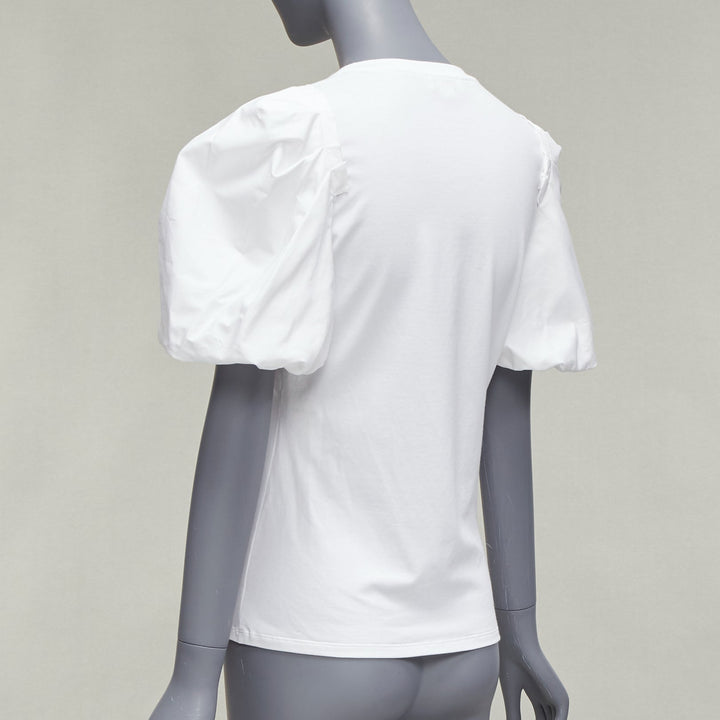 ALEXANDER MCQUEEN white cotton puff short sleeves fitted tshirt top IT38 XS