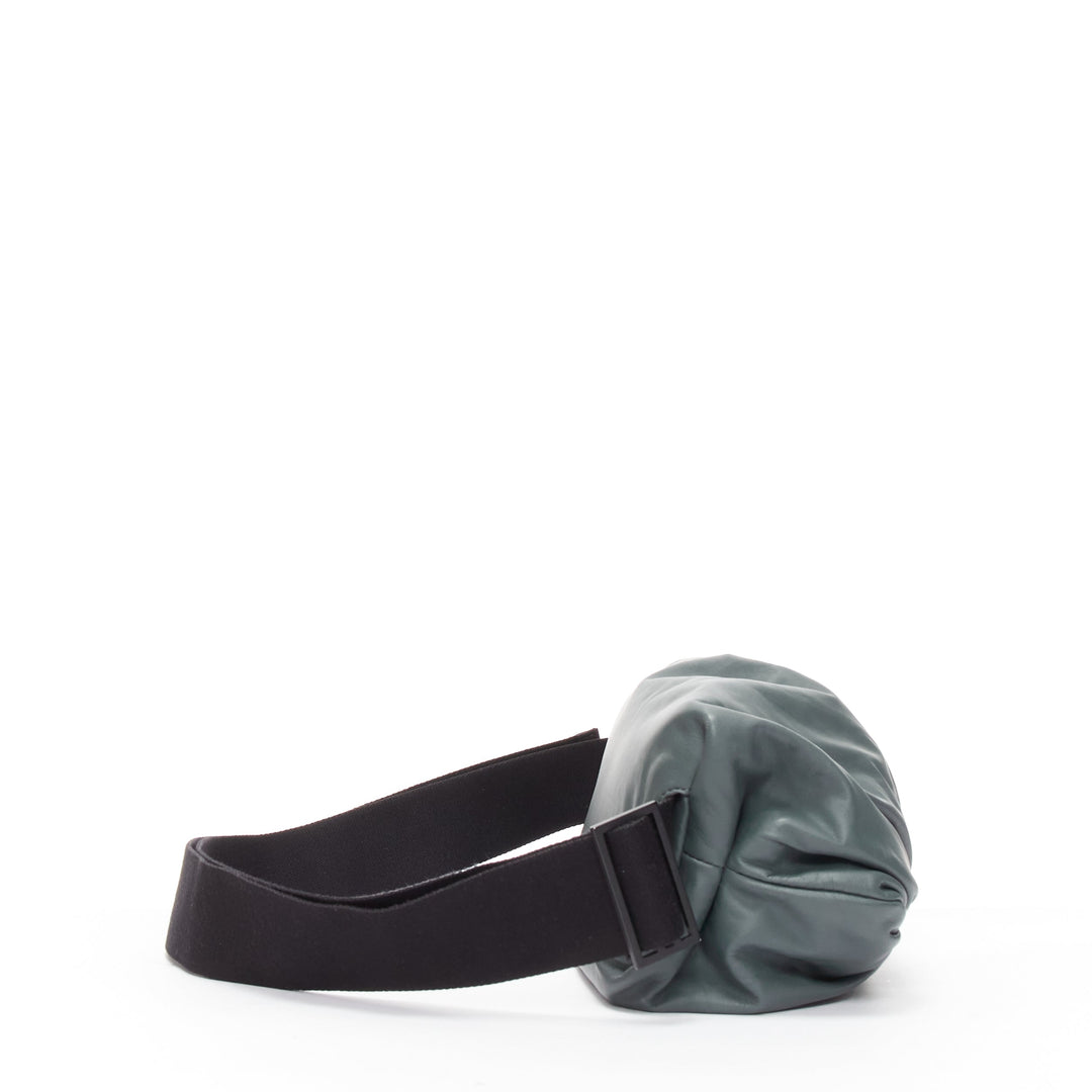 BOTTEGA VENETA The Body pouch grey smooth leather black sport strap waist bag
