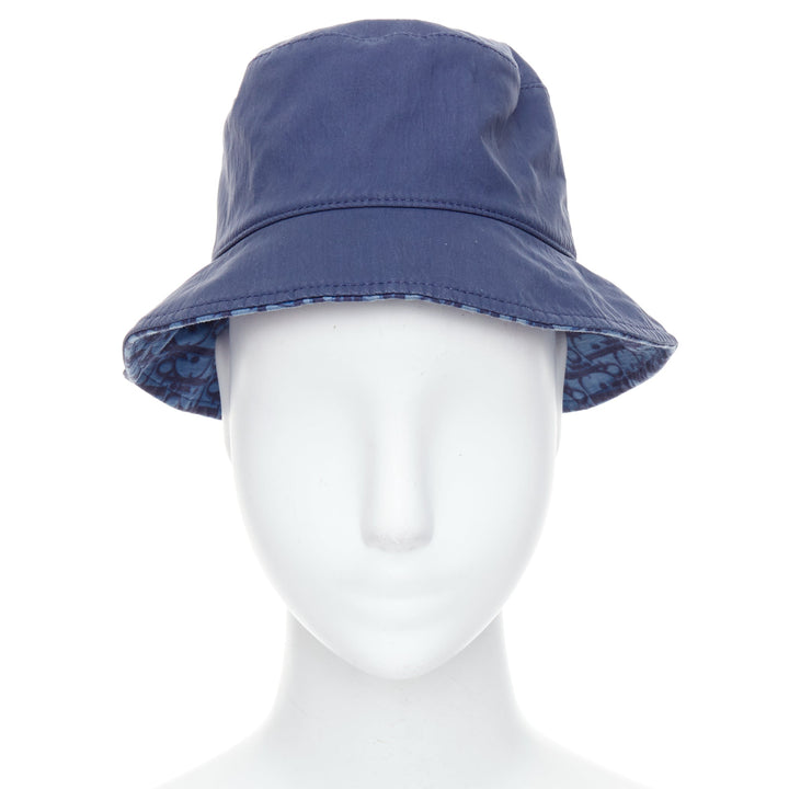 CHRISTIAN DIOR KIDS navy cotton monogram lined bucket hat T3