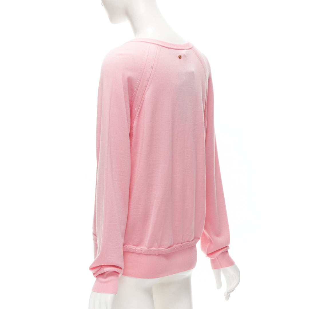 VERSACE 2020 Medusa buttons pink wool cashmere silk cardigan IT44 L