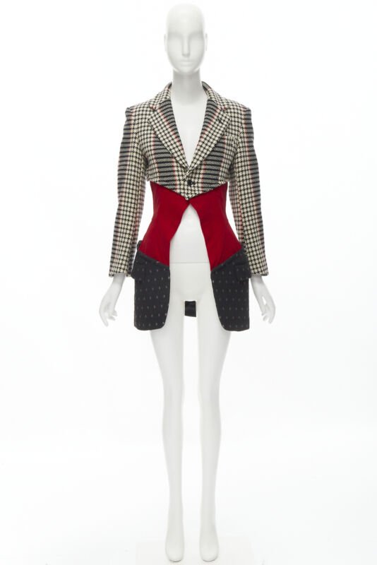 vintage Runway COMME DES GARCONS tweed velvet jacquard deconstructed blazer S