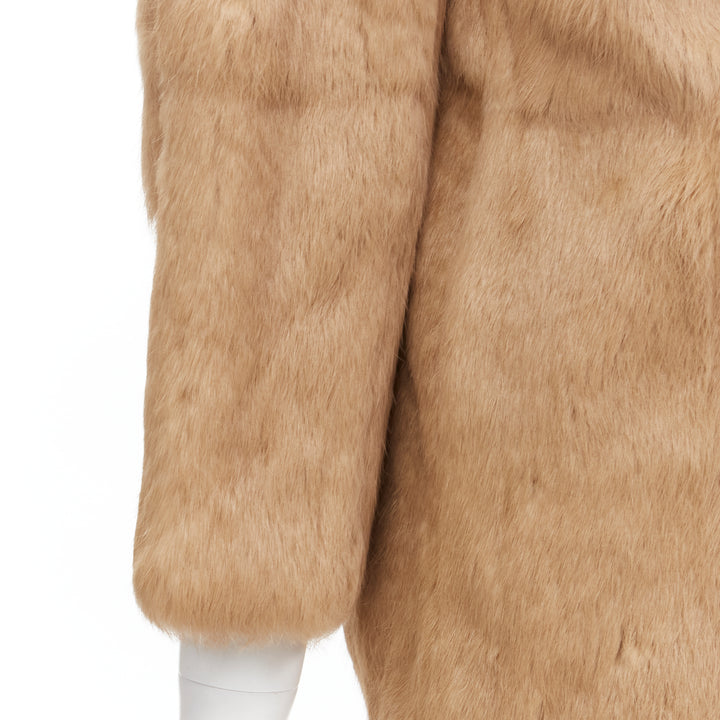 APC tan brown genuine fur gold-tone buttons winter coat jacket XS