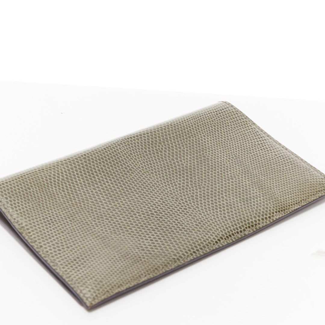 HERMES grey scaled leather silver hardware bifold long wallet