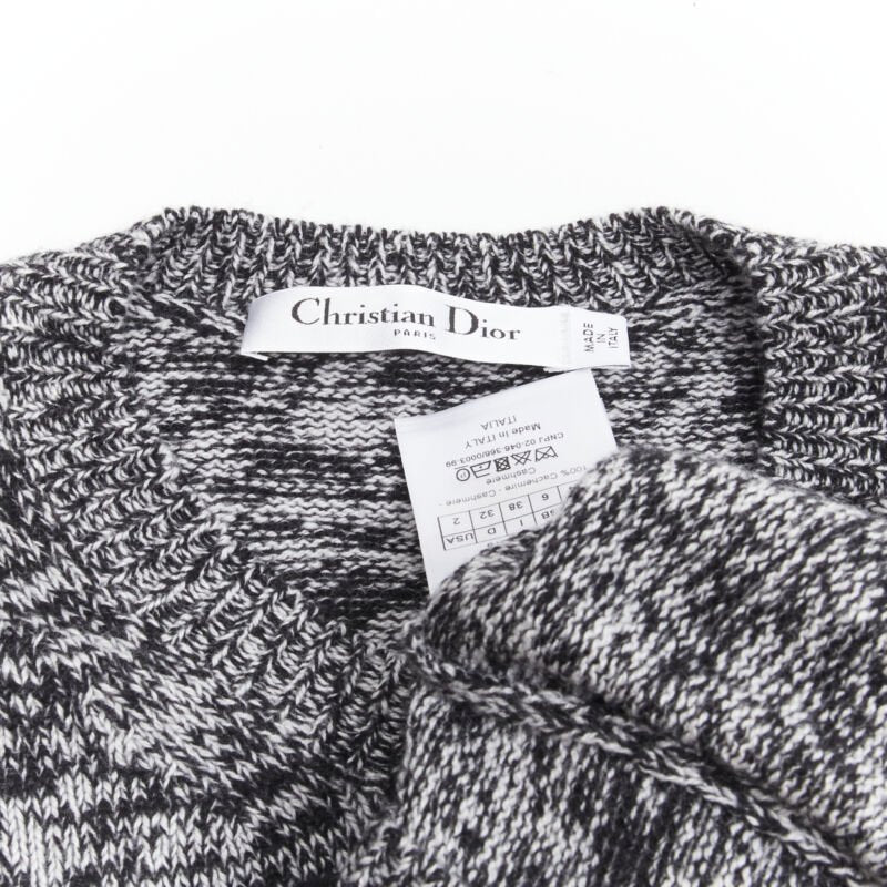 CHRISTIAN DIOR 100% cashmere melange grey dragon illustration sweater FR34 XS