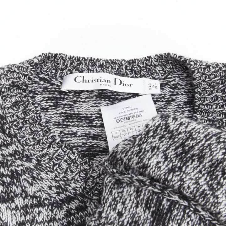 CHRISTIAN DIOR 100% cashmere melange grey dragon illustration sweater FR34 XS
