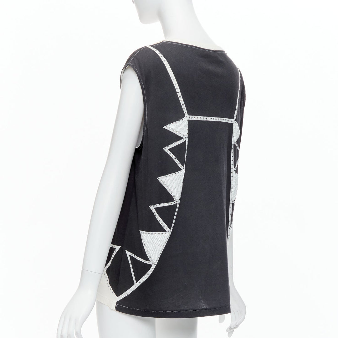 SASS & BIDE Love Shady neon orange black crystal embellished cotton tank S