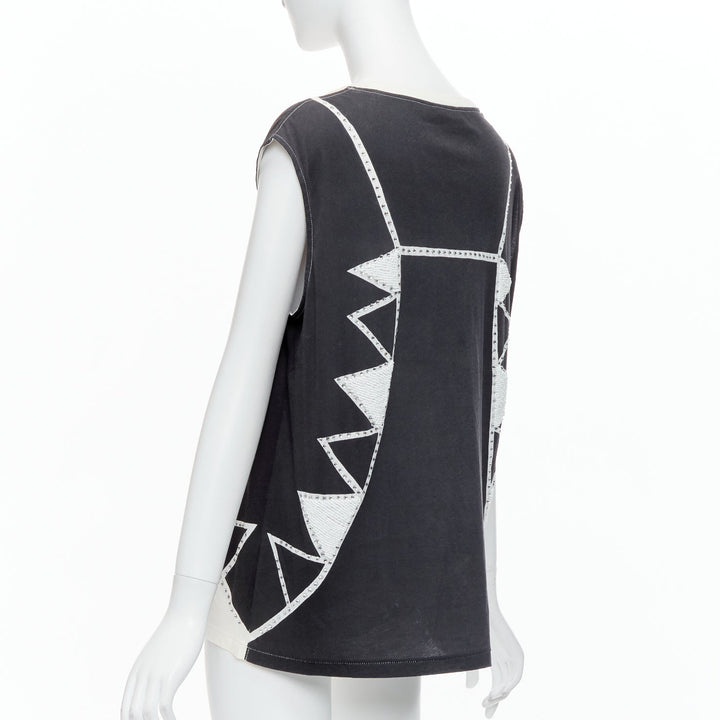 SASS & BIDE Love Shady neon orange black crystal embellished cotton tank S