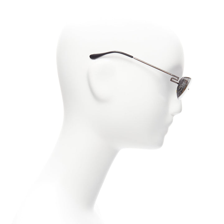 VERSACE N17 89M/247 Greca leg grey lens futuristic oval sunglasses