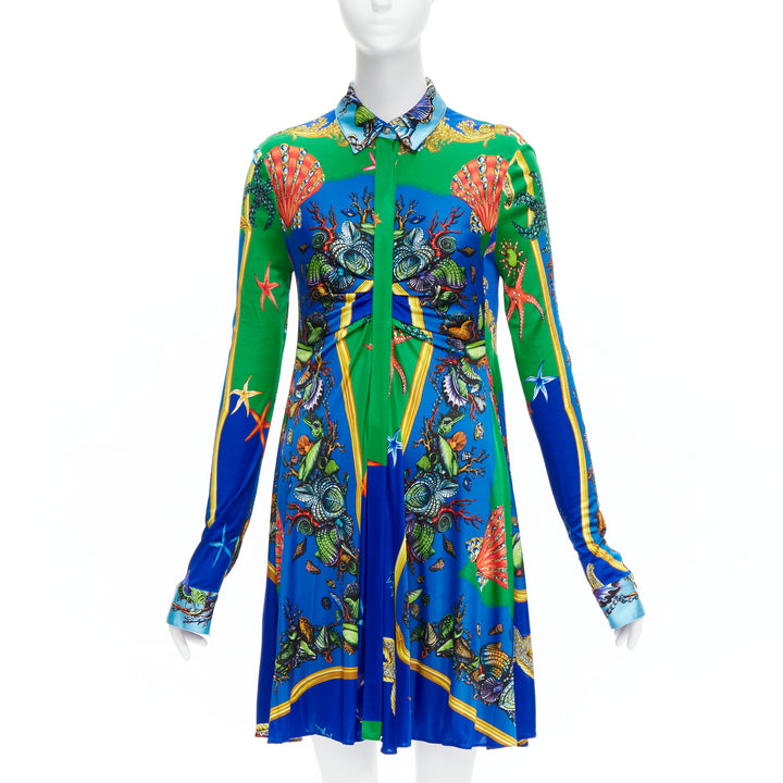 VERSACE 2021 Tresor De La Mer green blue starfish print casual dress IT44 L