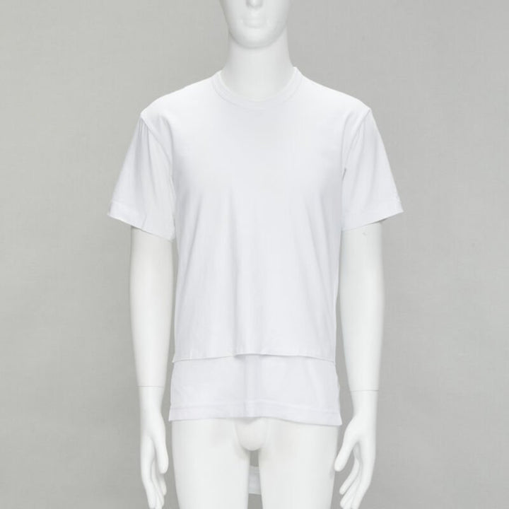 COMME DES GARCONS HOMME PLUS 2015 white deconstructed fishnet hem tshirt M
