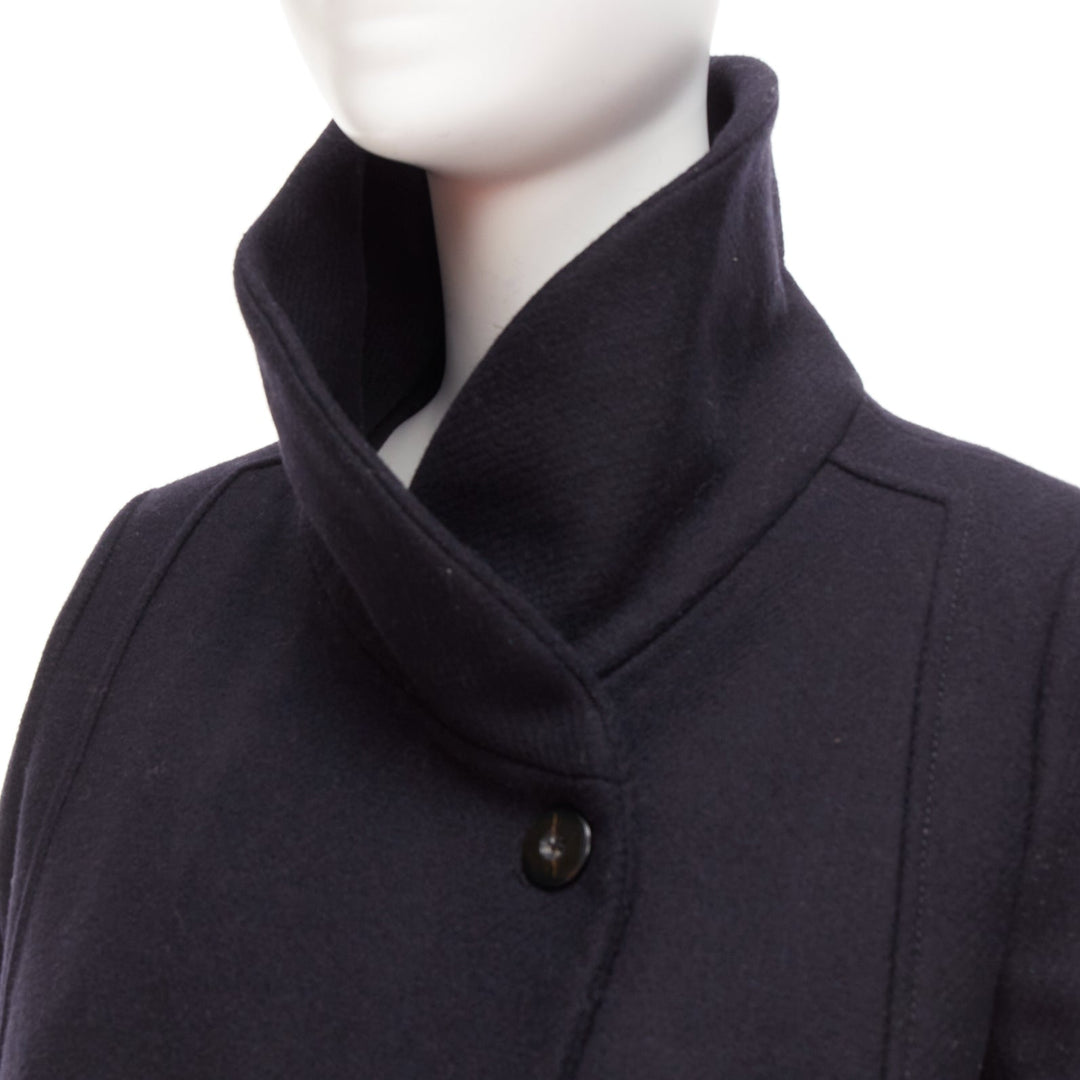 BA&SH black wool blend shawl neck side wrap front short coat Sz1 S