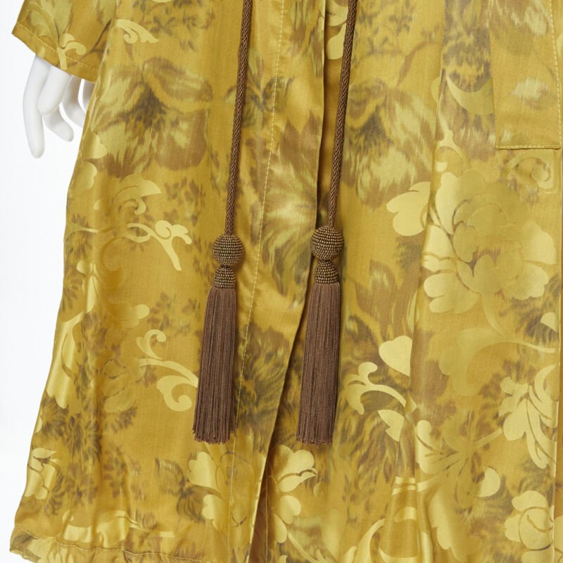 Runway OSCAR DE LA RENTA 2019 silk  floral tassel drawstring robe coat S