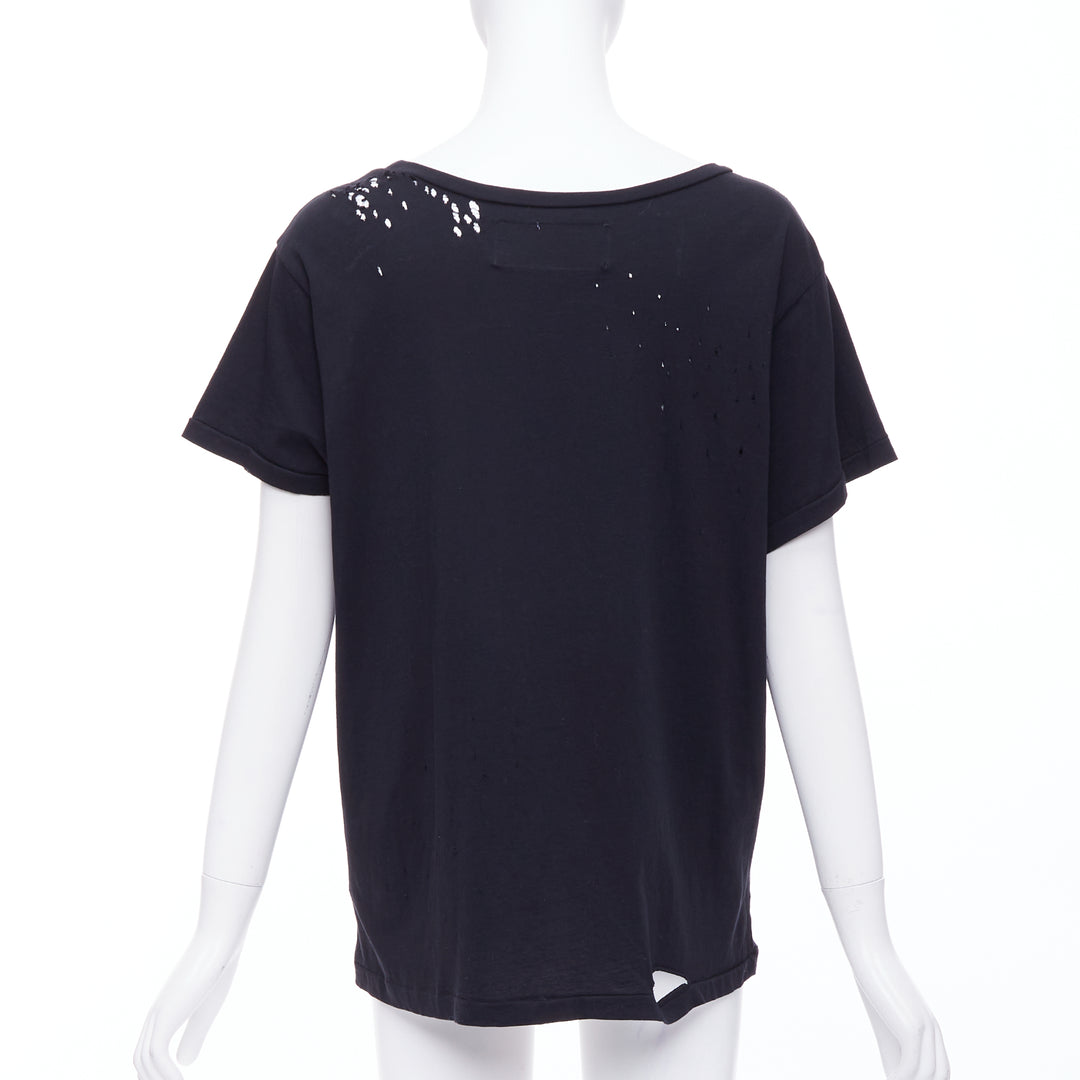 GARCONS INFIDELES black cotton white logo distressed tshirt M
