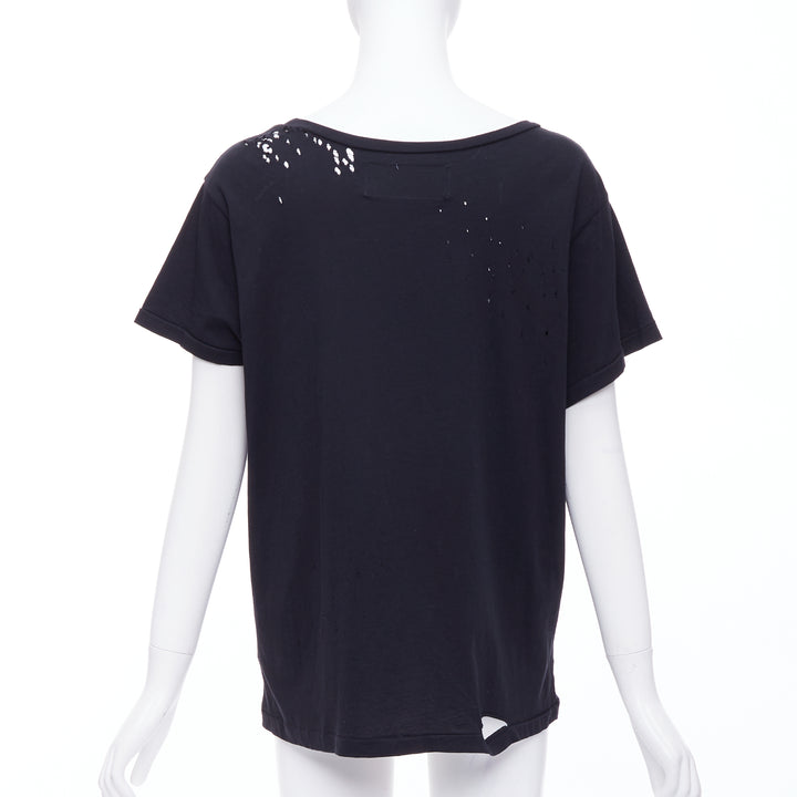 GARCONS INFIDELES black cotton white logo distressed tshirt M