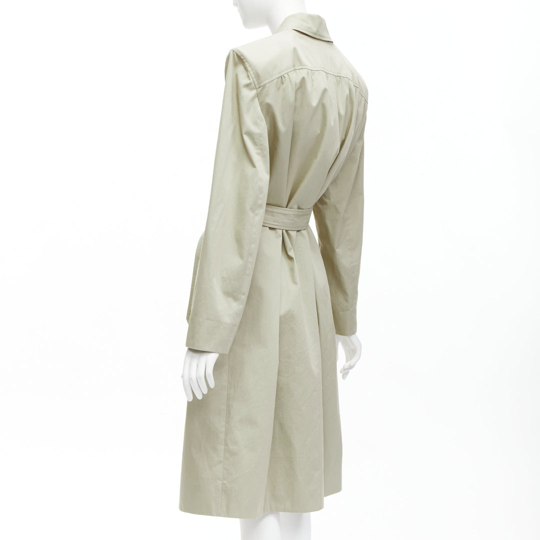 BALENCIAGA Demna 2017 Runway boxy oversized shoulder belted trench coat FR34 XS