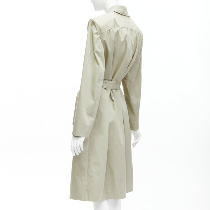 BALENCIAGA Demna 2017 Runway boxy oversized shoulder belted trench coat FR34 XS
