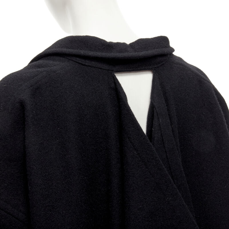 rare COMME DES GARCONS Vintage 1980's Dinosaur jagged cut out draped  coat M