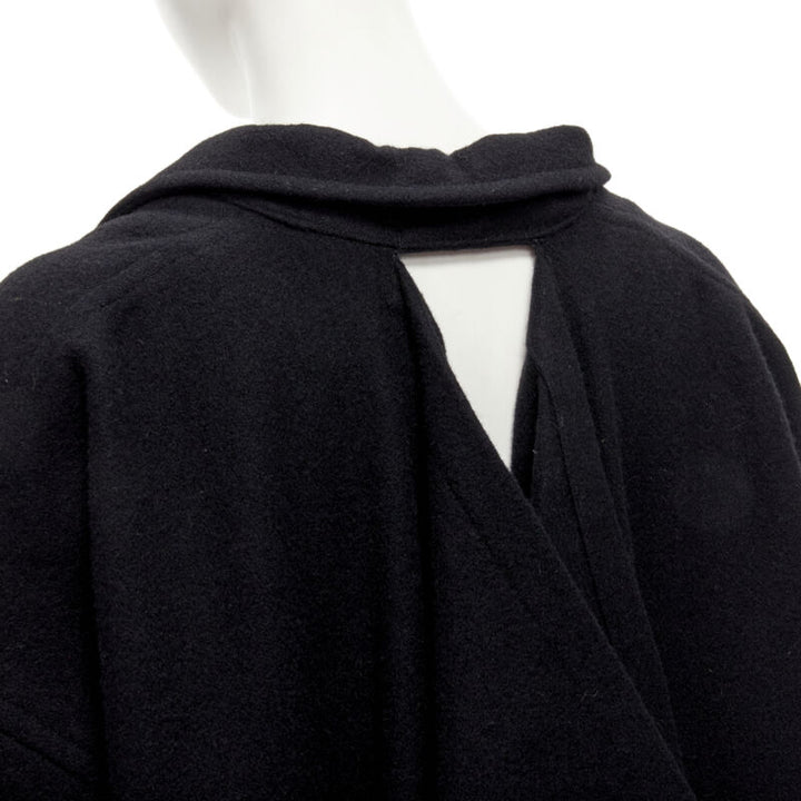 rare COMME DES GARCONS Vintage 1980's Dinosaur jagged cut out draped  coat M