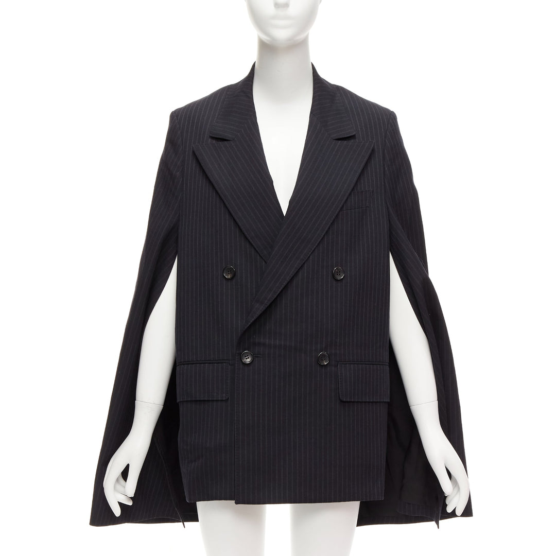 JUNYA WATANABE 2018 grey pinstripe wool blend cape sleeve boxy blazer S