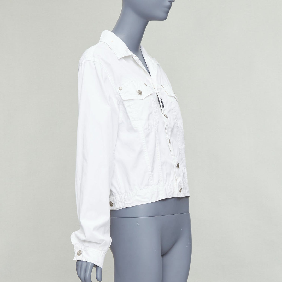 VERSACE YOUNG Vintage white silver medusa logo button jacket