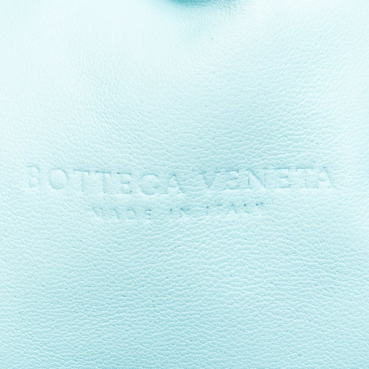 BOTTEGA VENETA The Pouch sky blue Intercciato woven leather magnetic clutch bag