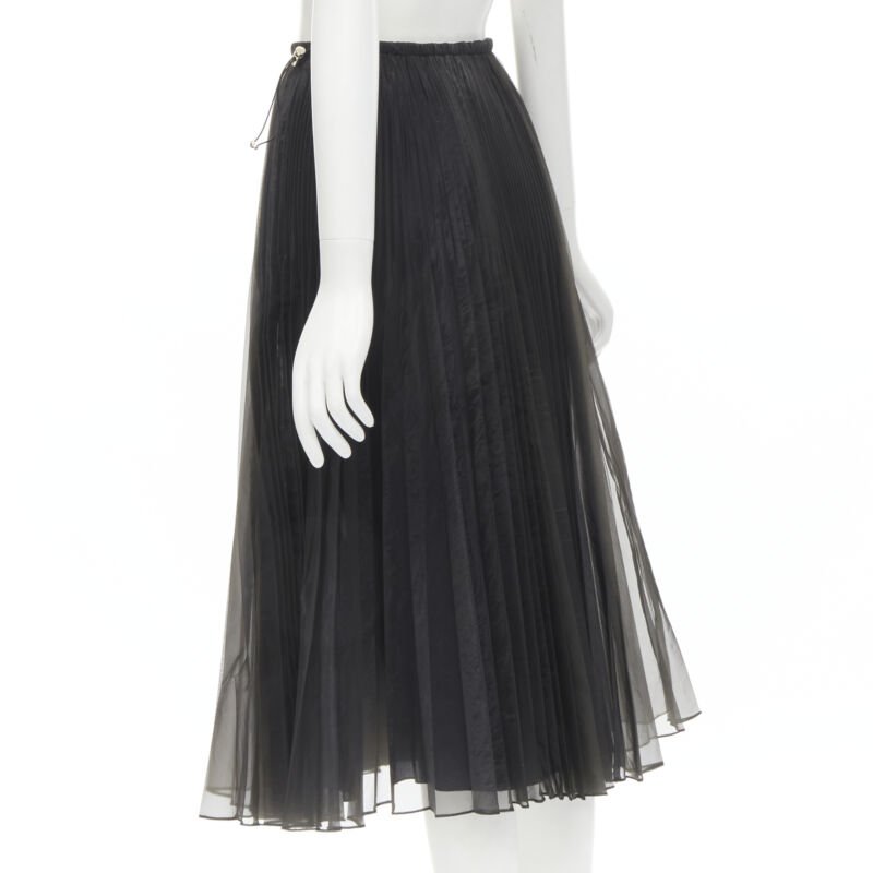 FENDI toggle drawstring waist pleated flared midi skirt IT36 XS