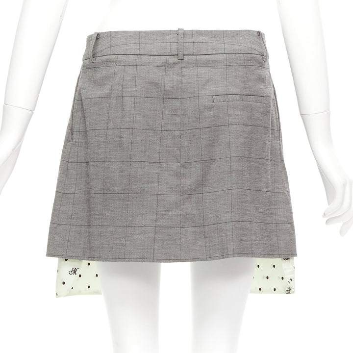MONSE grey wool cotton blend exposed pocket deconstructed skirt US2 S