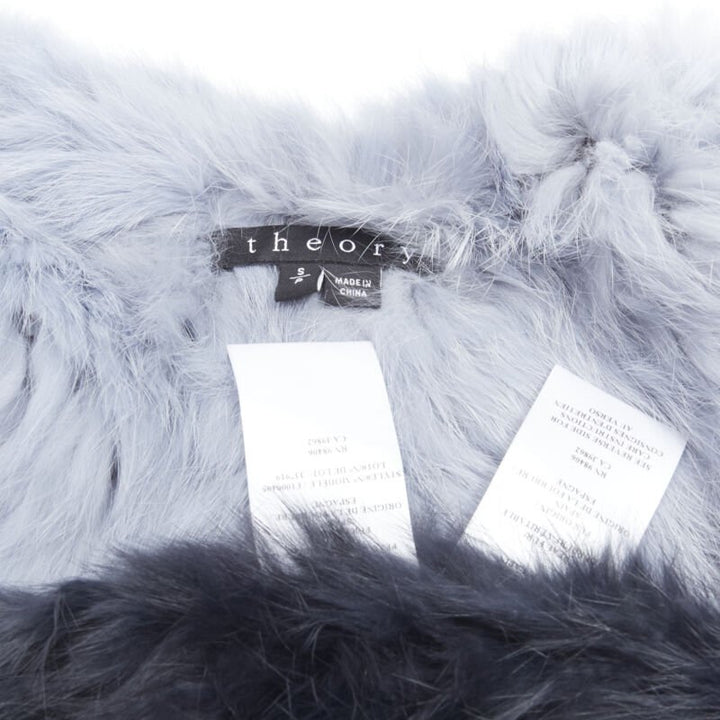 THEORY rabbit fur gradient blue fur vest jacket S