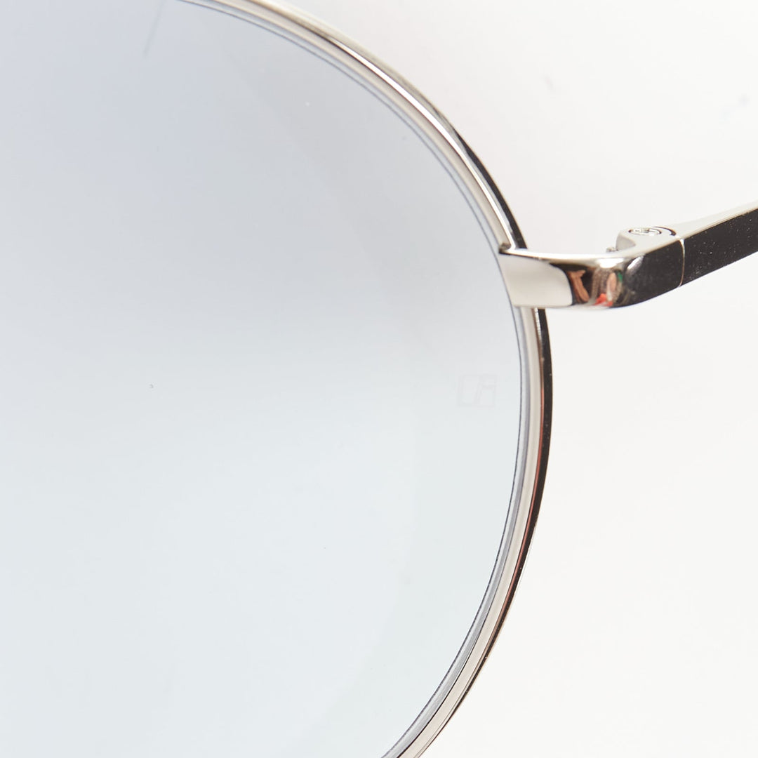 LINDA FARROW LFL624/6 blue lens silver cut out aviator sunglasses