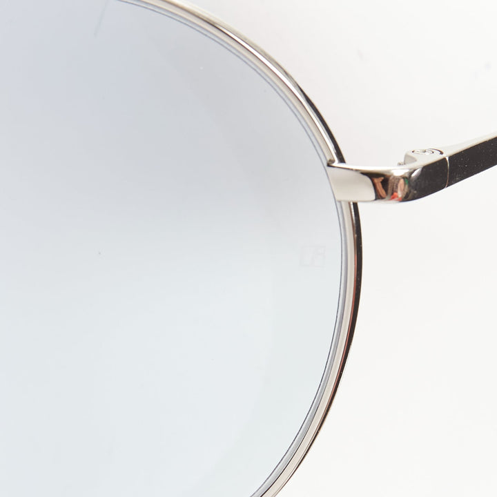 LINDA FARROW LFL624/6 blue lens silver cut out aviator sunglasses