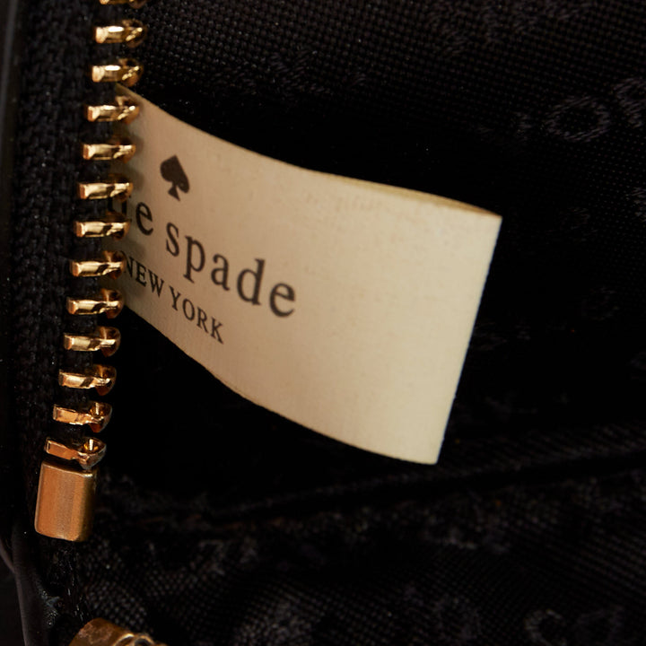 KATE SPADE Dress The Part black leather cut gold tassel fan clutch bag