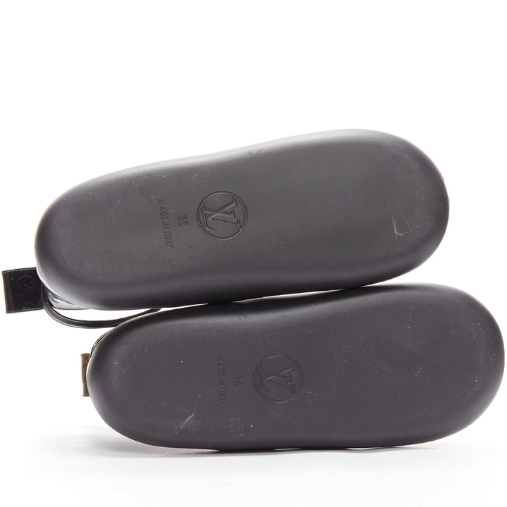 LOUIS VUITTON Desert Dream black leather geta thong sandals EU38