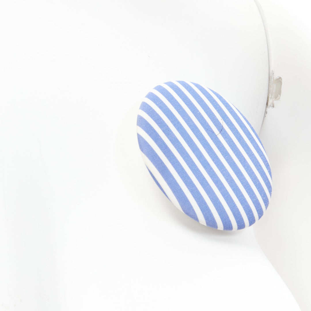BALENCIAGA blue stripes fabric round badges studs earrings Set 3