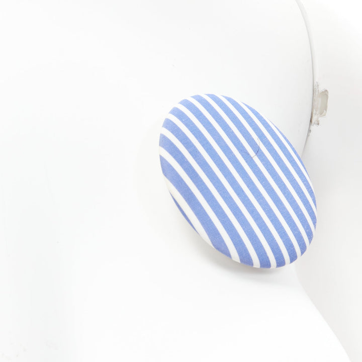 BALENCIAGA blue stripes fabric round badges studs earrings Set 3