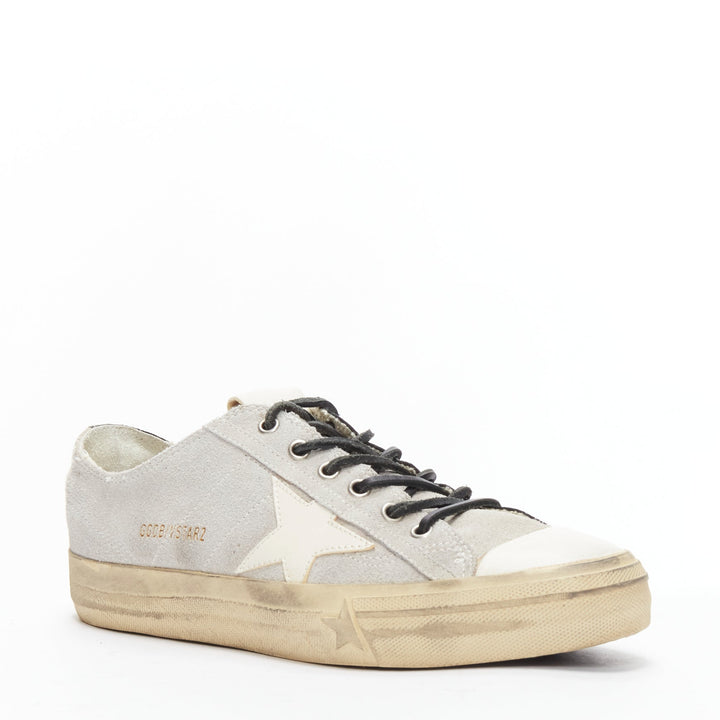 GOLDEN GOOSE VSTAR2 bicolor grey black distressed leather sneakers EU40
