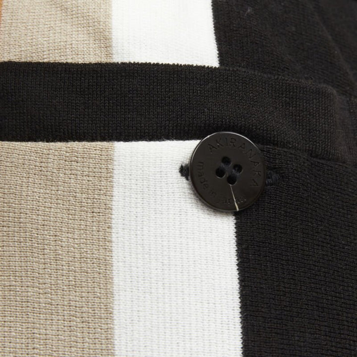 AKIRA NAKA black multi stripe wide leg relaxed knitted pants US2 S