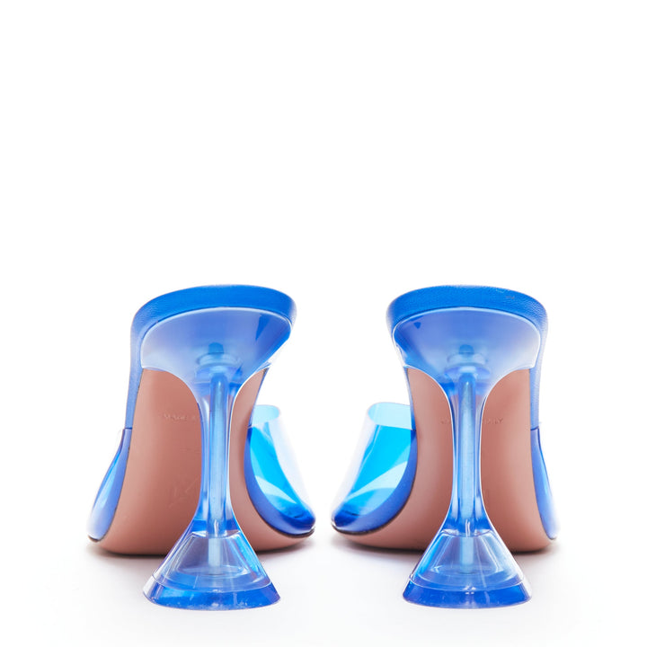 AMINA MUADDI Lupita blue clear PVC spool lucite heel sandal EU37.5