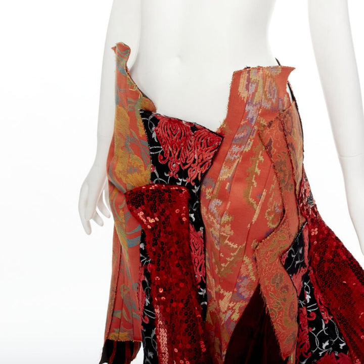 rare COMME DES GARCONS 2010 Runway oriental jacquard sequins devore skirt S