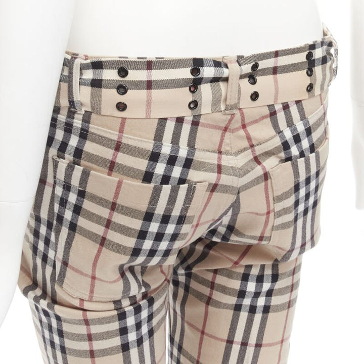 BURBERRY LONDON House Check Signature brown belted cropped pants UK6 US4 S