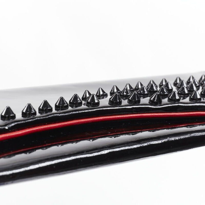 CHRISTIAN LOUBOUTIN Pigalle silhouette black patent spike stud  flap clutch bag