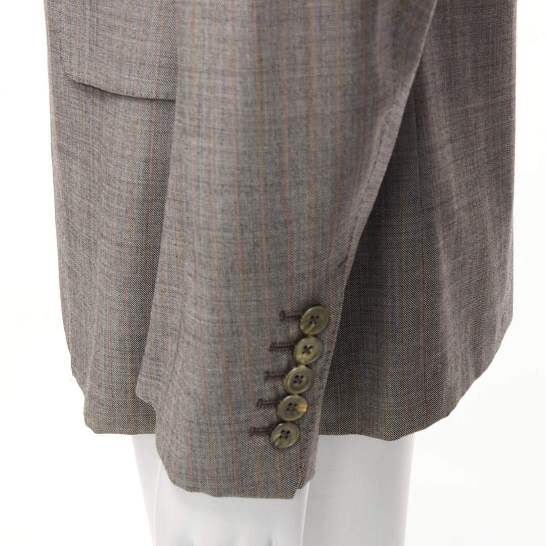GUCCI 100% wool grey red checkered pocketed boxy long sleeve blazer IT50 L