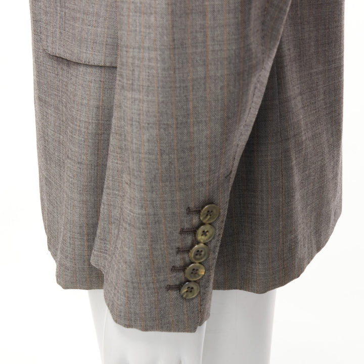 GUCCI 100% wool grey red checkered pocketed boxy long sleeve blazer IT50 L