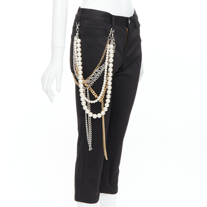 JUNYA WATANABE 2022 Punk black multi pearl chain cropped pants S