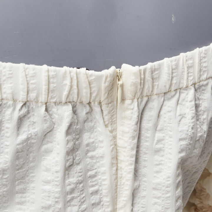 REGINA PYO cream cotton square neck ruched puff sleeves cropped peasant top S