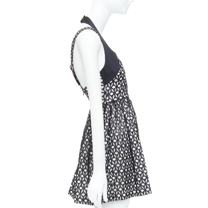 ALICE MCCALL Dust to Glory black eyelet overlay halter mini dress UK8 S