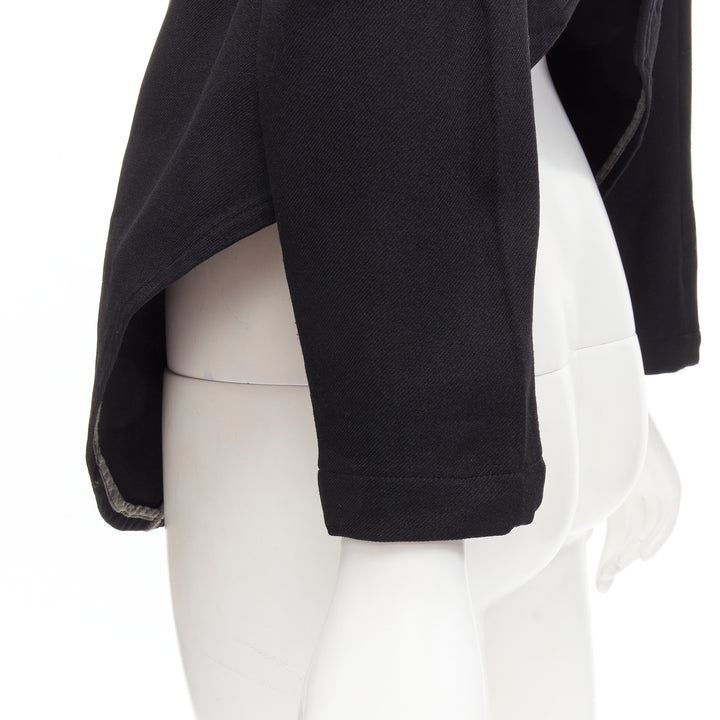 COMME DES GARCONS 2004 Runway black lace eyelet 2-way deconstructed jacket M