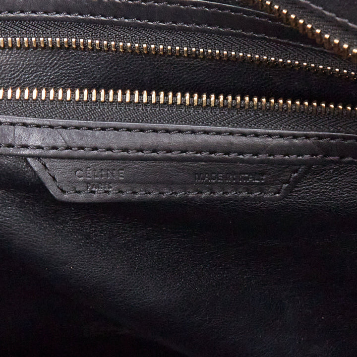 CELINE Luggage Mini black cream bicolor nubuck calfskin flared bag