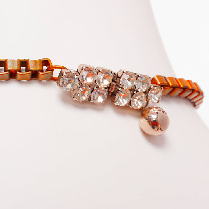 SHOUROUK neon orange pink clear crystals multi jewel short necklace