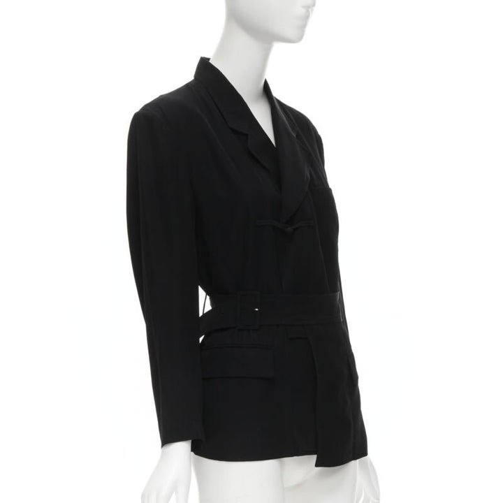 vintage COMME DES GARCONS 1988 black chinese knot semi detached hem blazer S